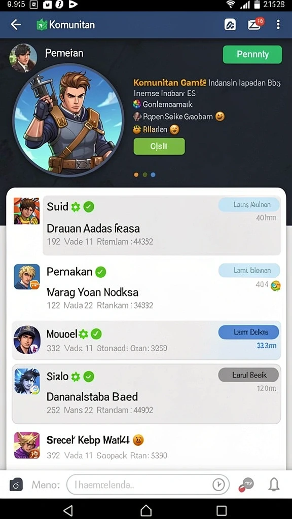 Fitur chat yang memungkinkan interaksi antar pemain.